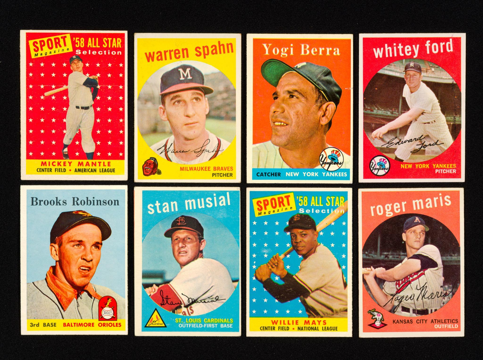 1950's Baseball Cards Including Willie Mays Mickey Mantle Roger Maris