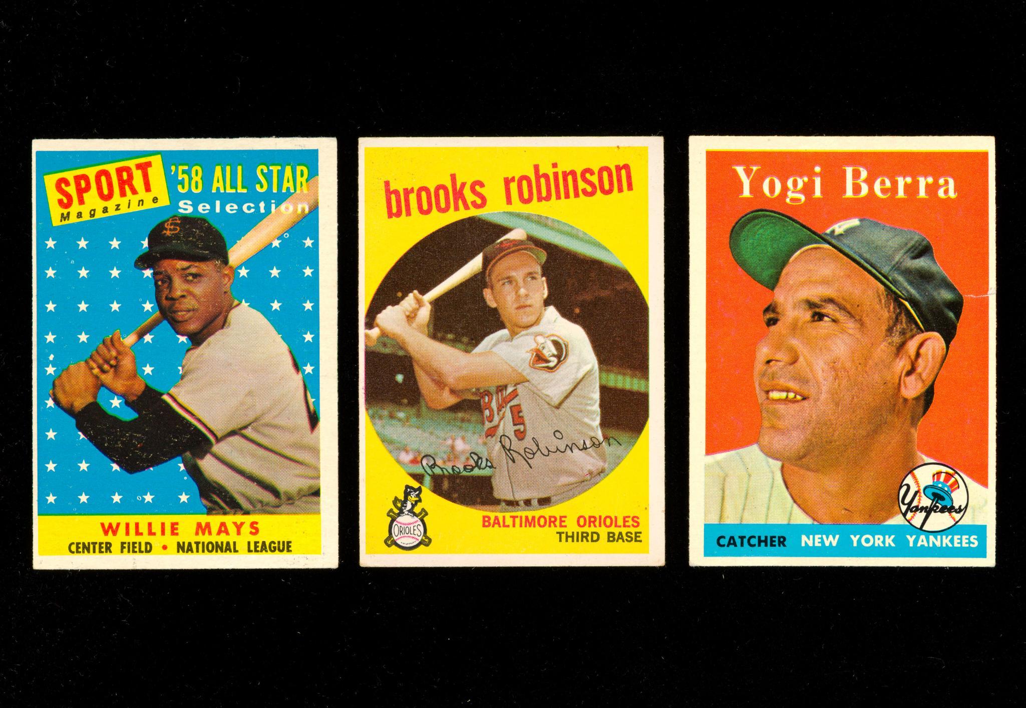 Willie Mays Brooks Robinson Yogi Berra Baseball Cards