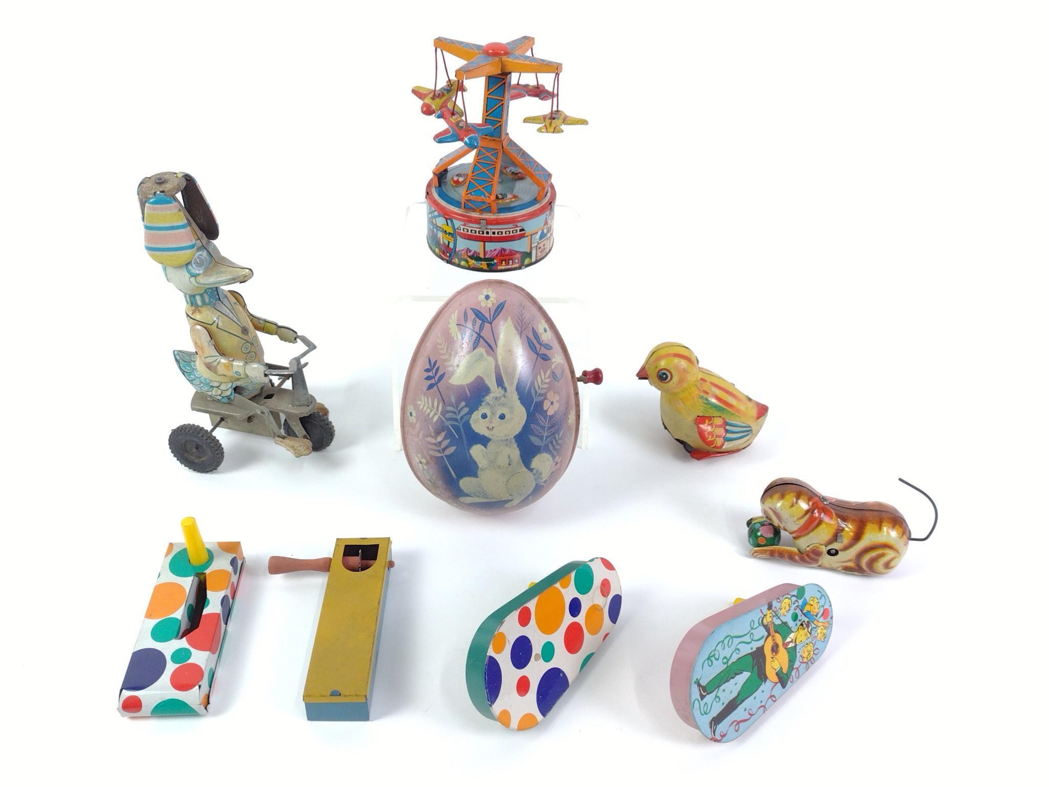 5 Antique Tin Toys & 4 Noise Makers