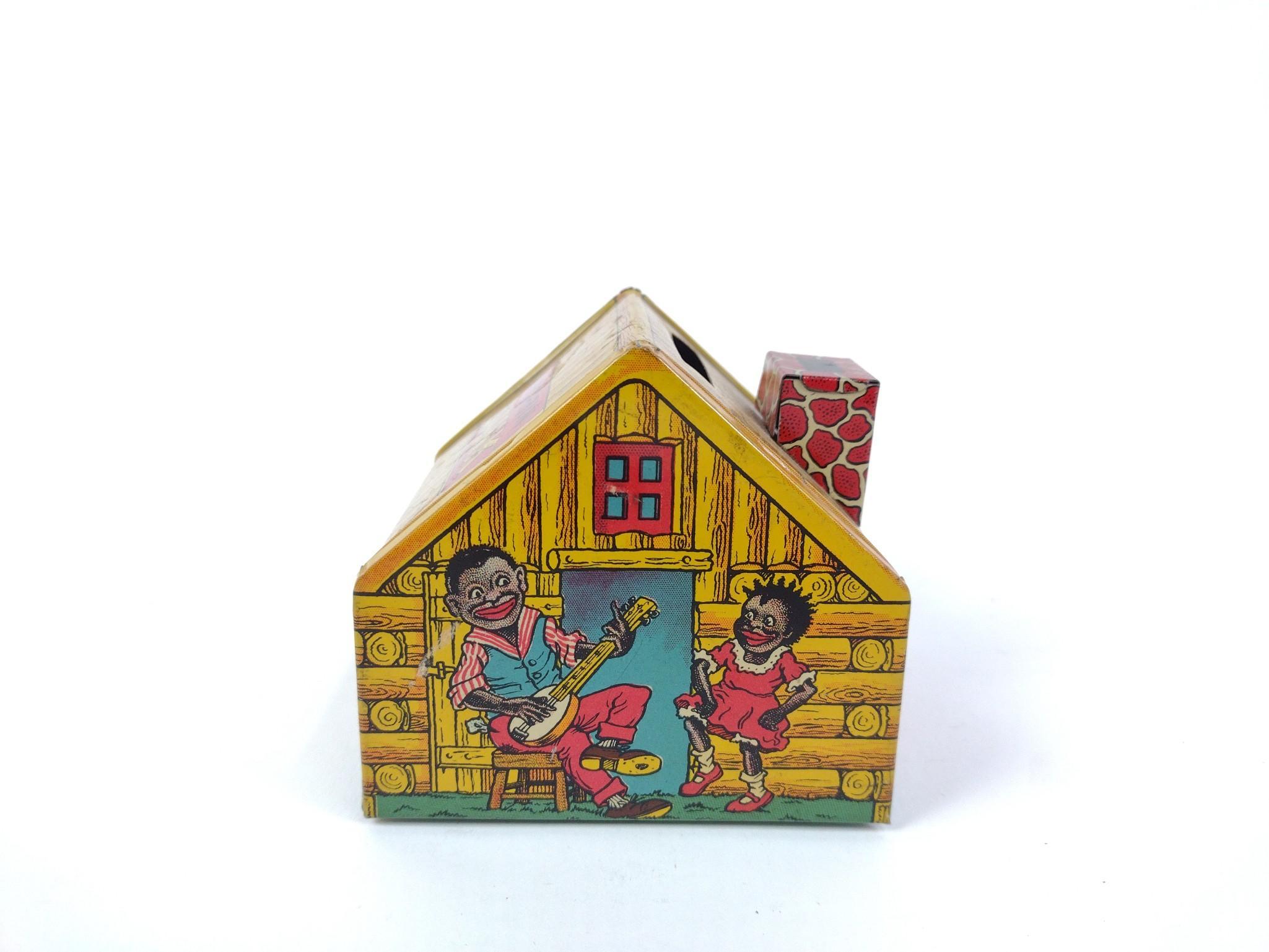 Antique Tin Log Cabin Bank