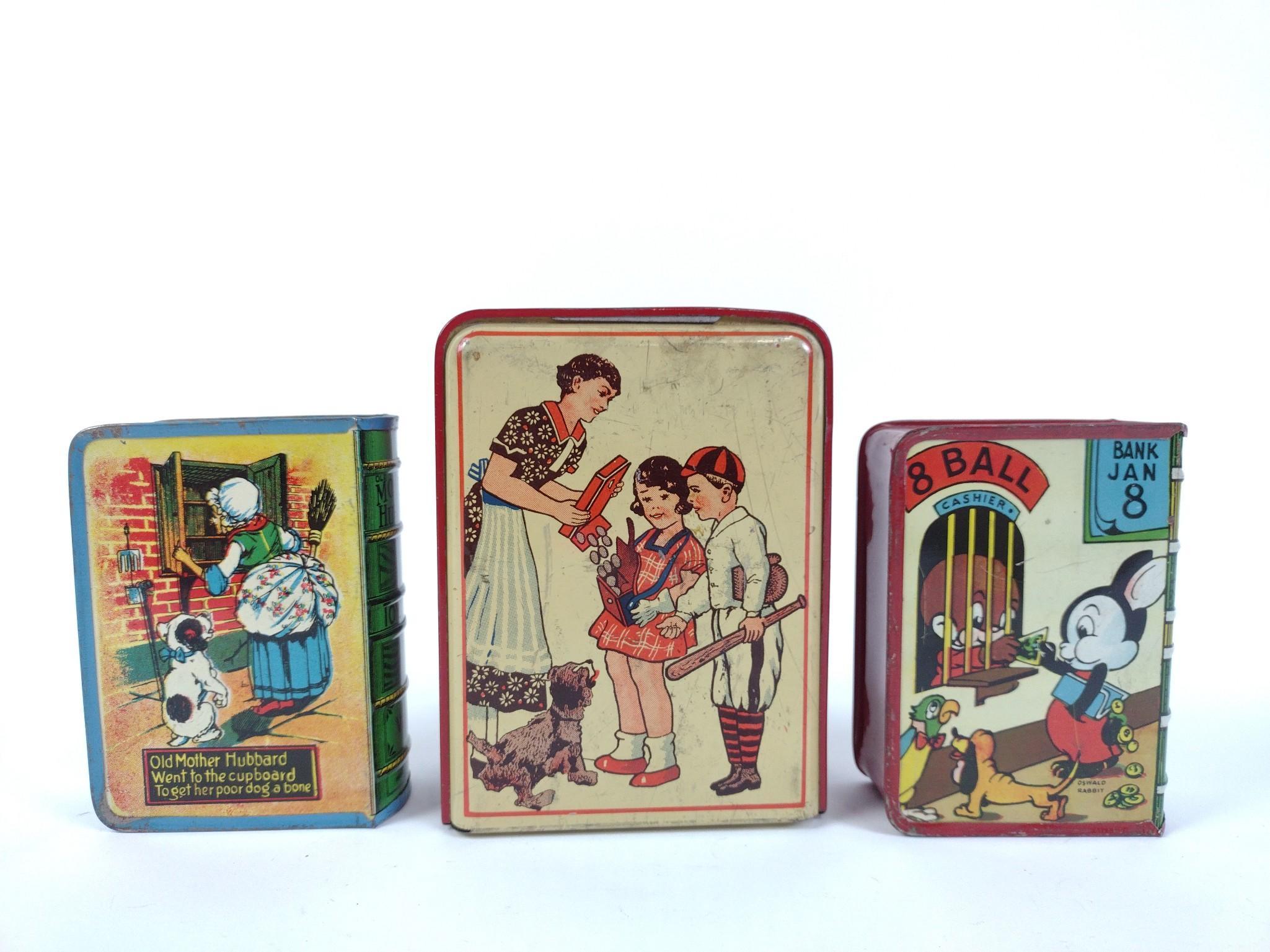 3 Antique Tin Banks