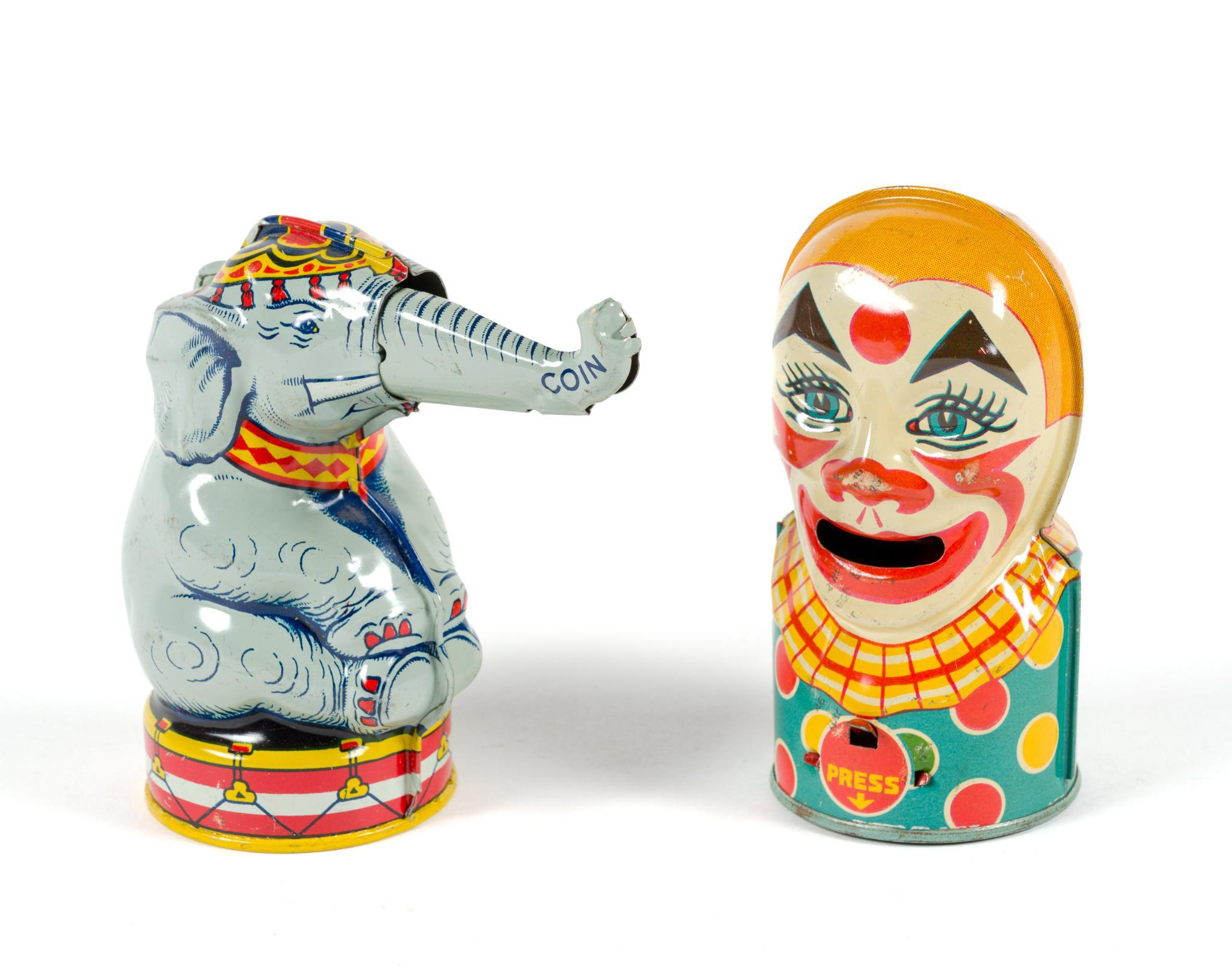 2 J. Chein & Co. Tin Coin Banks