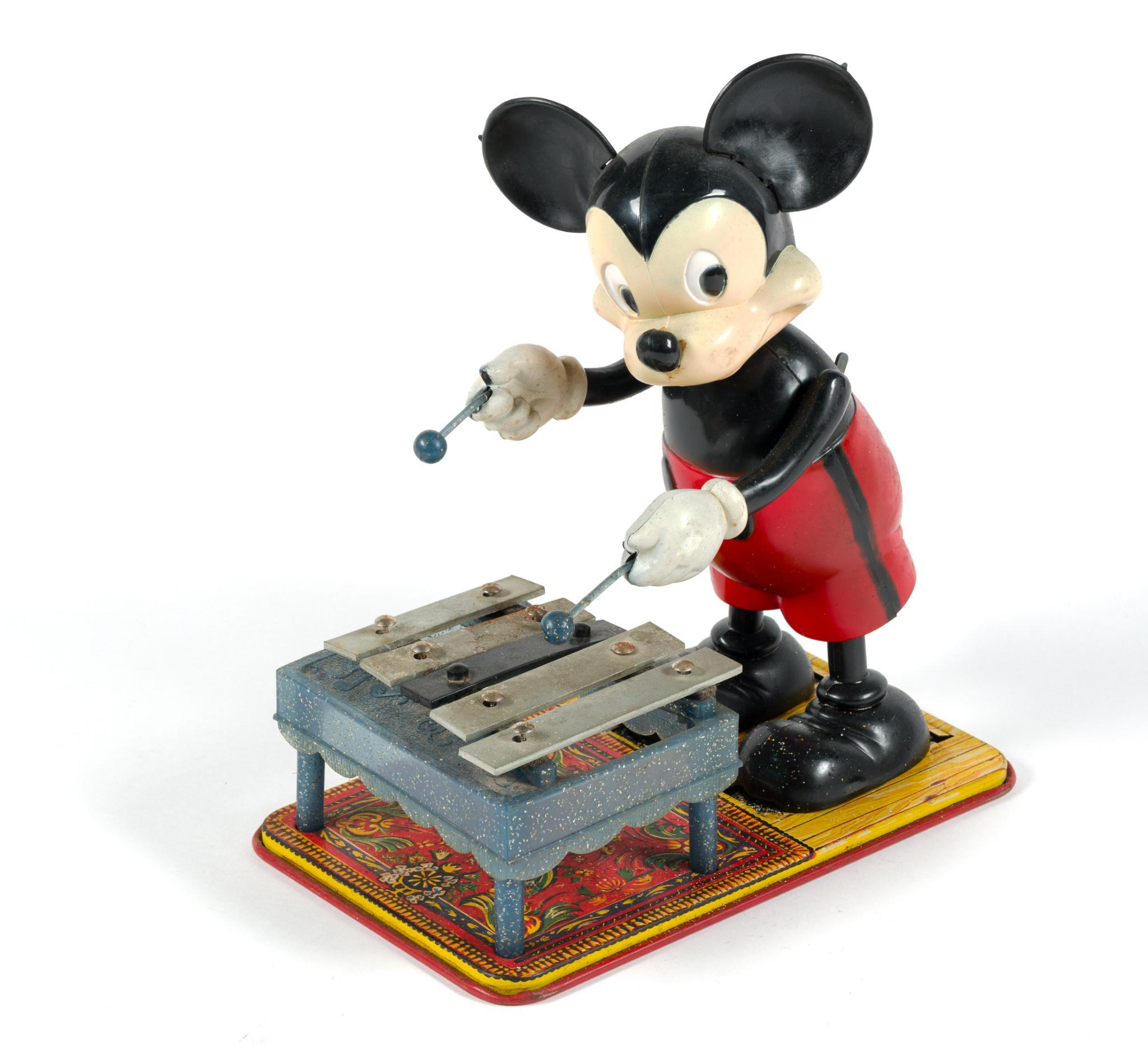 Vintage Mickey Mouse Xylophone Player Wind-Up Toy