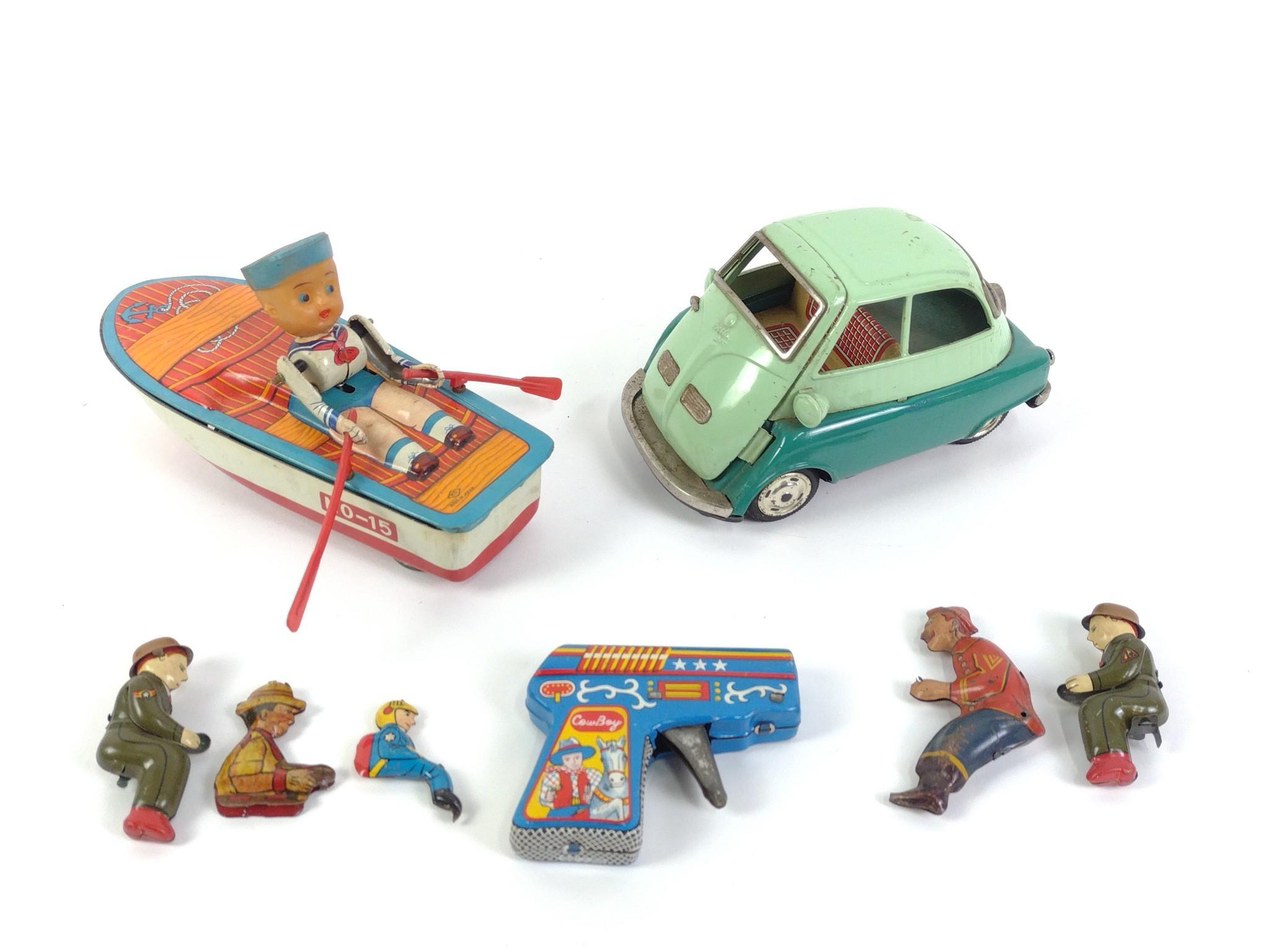 8 Antique Tin Litho Toys