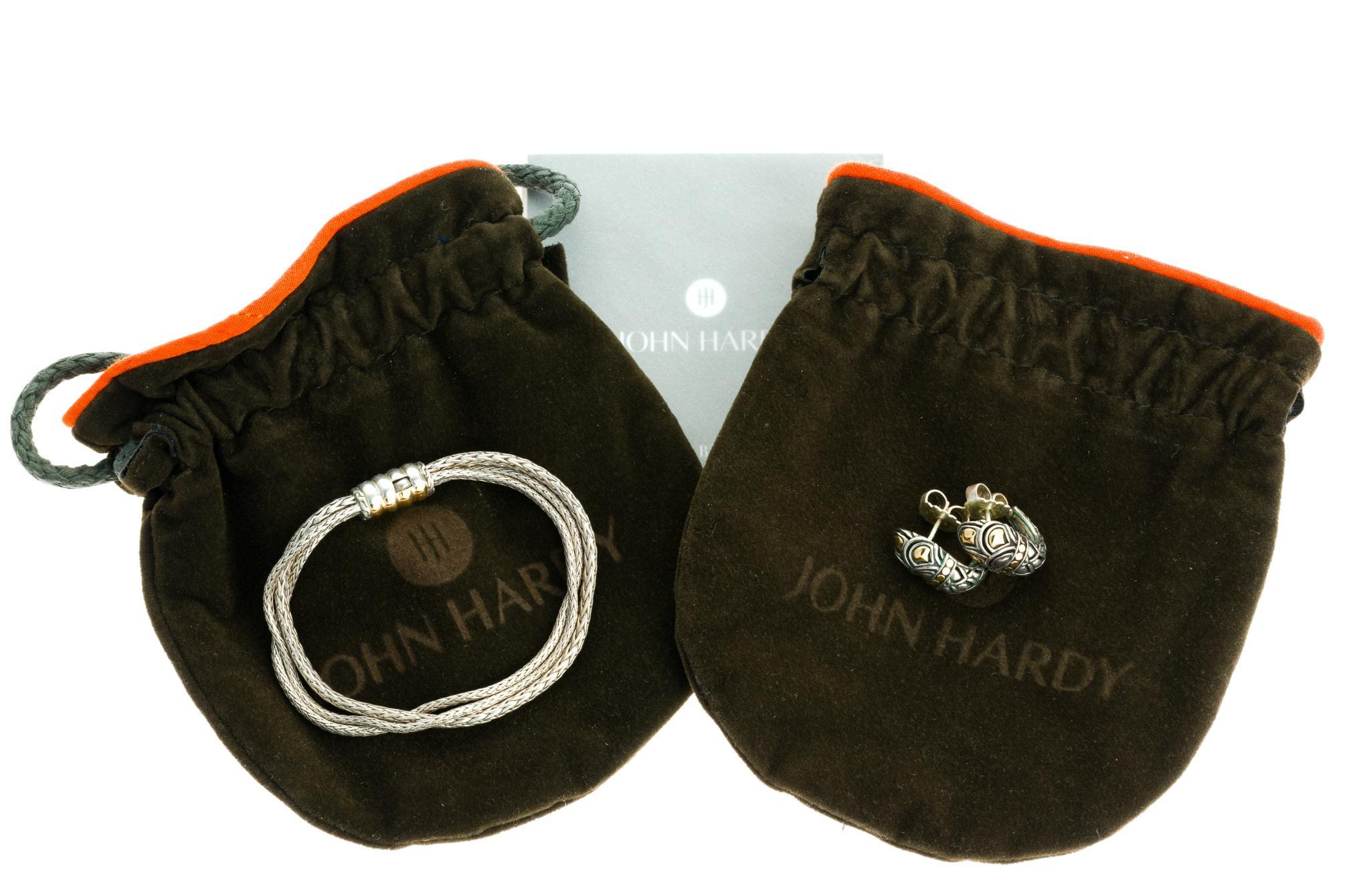John Hardy 18k Gold and Sterling Earrings and Bracelet