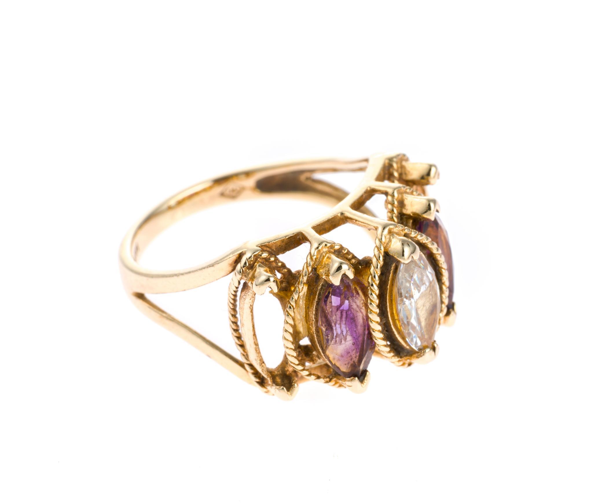 14k Gold and Gemstone Ring