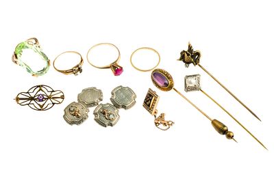 14K and 10K Gold Jewelry. Pieces marked 14k or testing 14k include a small band ring, a ring 