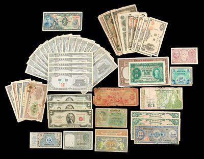 World Paper Currency Including Hong Kong China Korea. Various world bank notes and military 