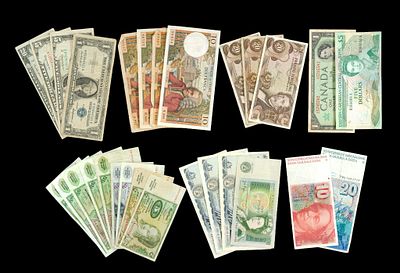 US And World Paper Currency. $20 and $5 Federal Reserve Note 1950, 1963 $5 United States Note 