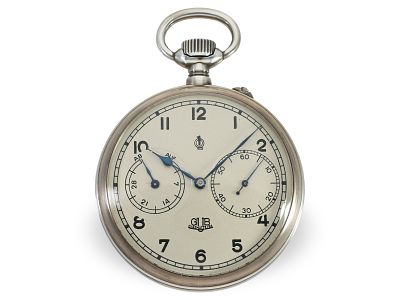 Pocket watch: silver marine deck watch, GUB Glashütte, caliber 48: Approx. Ø 58 mm, approx. 