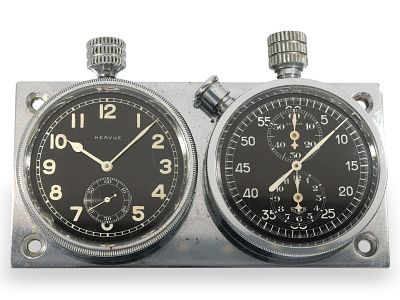Rare Heuer Dashboard Racetimer Autavia/Hervue, First Generation, ca. 1935-1955: Chrome-plated 