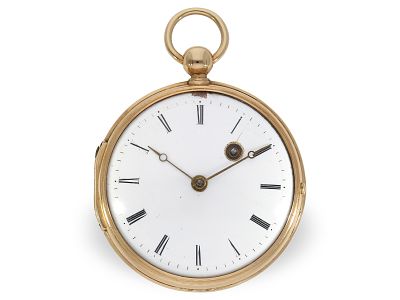 Pocket watch: gold verge watch, circa 1800, Chavin a Paris: Approx. Ø 50 mm, approx. 75 g, 18K 