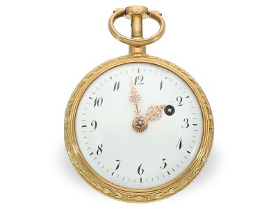 Pocket watch: rare 22K gold verge watch with repeater, Henry Voisin, Paris, No. 224, ca. 1770: 