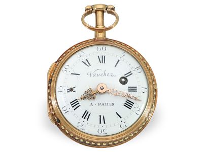 Pocket watch: 4-color relief verge clock with repeater, Vauchez a la Cite, Paris, circa 1780: 