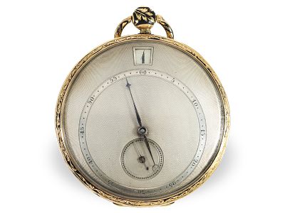 Pocket watch: technically interesting, particularly large gold/enamel watch with jumping hours 
