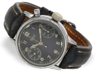 Wristwatch: very rare pilot's chronograph of the German Luftwaffe, Hanhart Monopusher, ca. 