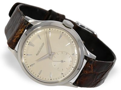 Wristwatch: elegant Jaeger-LeCoultre steel watch from around 1950: Ca. Ø 33.5 mm, steel 