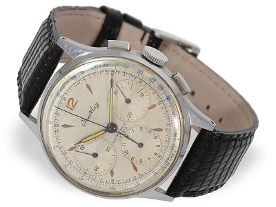 Wristwatch: early, large Breitling chronograph, Ref. 734, ca. 1950: Ca. Ø 37.5mm, steel 