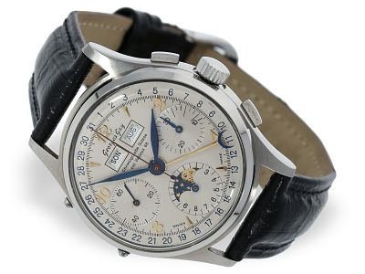 Wristwatch: extremely rare astronomical chronograph, Georges Gay, cal. Valjoux 88, ca. 1955: 