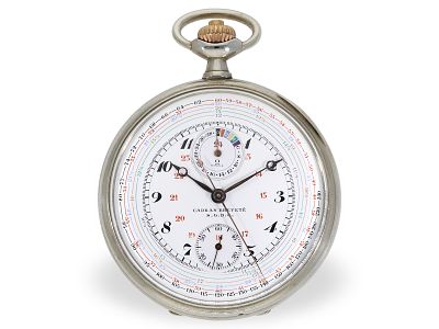 Pocket watch: rare chronograph, OMEGA CHRONOTACHYMETRE circa 1900: Ca. &Oslash;53mm, nickel case with 