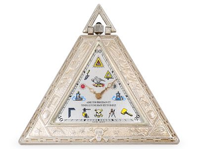 Pocket watch/pendant watch: silver Freemason watch, probably 1960s: Ca. 50 x 55 mm, silver 
