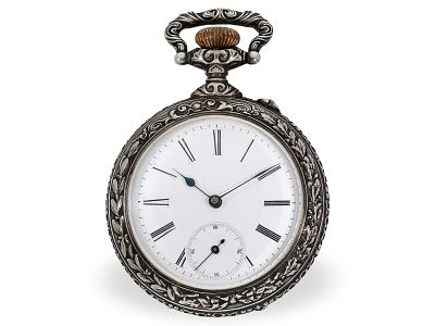 Pocket watch: large, unusual Art Nouveau relief watch ‘Queen of Wine’, signed Frainier, c. 