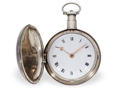 Pocket watch: heavy English hunting case pocket watch with early rack lever movement, Thomas 
