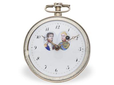Pocket watch: Verge watch with an enamel painting of historical/military interest, ‘Peace of 