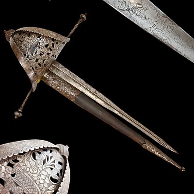 Rare Left-hand dagger with scabbard, Spain late 17th century. Item details 
Description 
Rare 