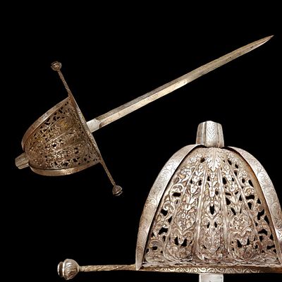 A beautiful Left-hand dagger, 17th century style, stamped by P. Giordano, 19th century. Item 