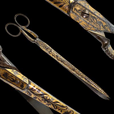 A Rare, Richly Decorated, Gilt, Scissors, Dagger, France, 19th century. Item details 