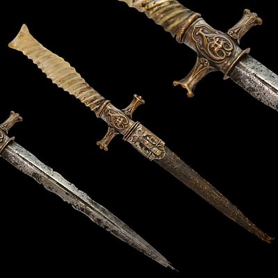 Ornate "Dague De Vertue", "Dague de "Pute", Women's self-defense dagger, France, mid-19th C. Ite 