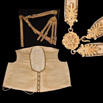 Extremely Rare 18th Century European Sword Belt, Hanger, and Ceremonial Vest Ensemble. Item 