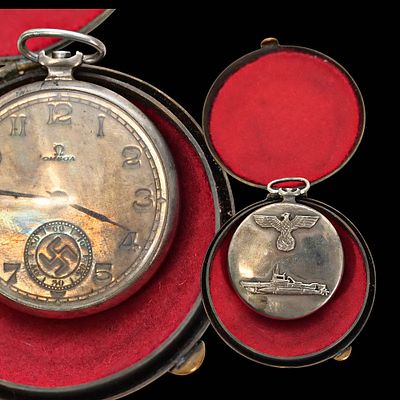 Commemorative Pocket Watch, Kriegsmarine U-Boat Command, 1940, Nazi Germany, Third Reich. Item 