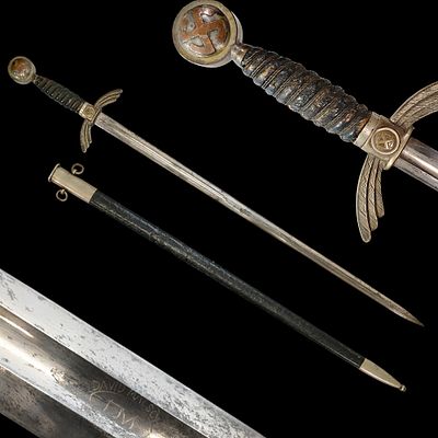 WWII Nazi German Luftwaffe officers dress sword with scabbard David Malsch Sreinbach. Item 