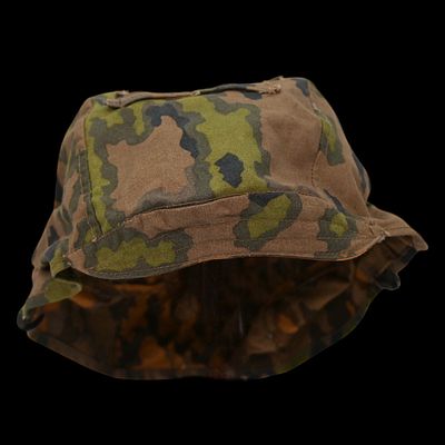 Rare WWII Nazi German cover for Waffen SS helmet, 1st type in oak leaf pattern camouflage. Item 
