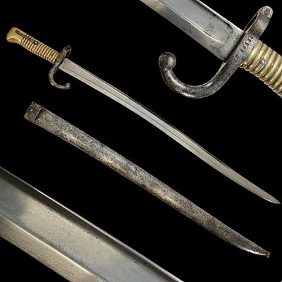 A French Model 1866 "Chassepot" Yataghan Bayonet with Steel Scabbard. Item details 
Description 