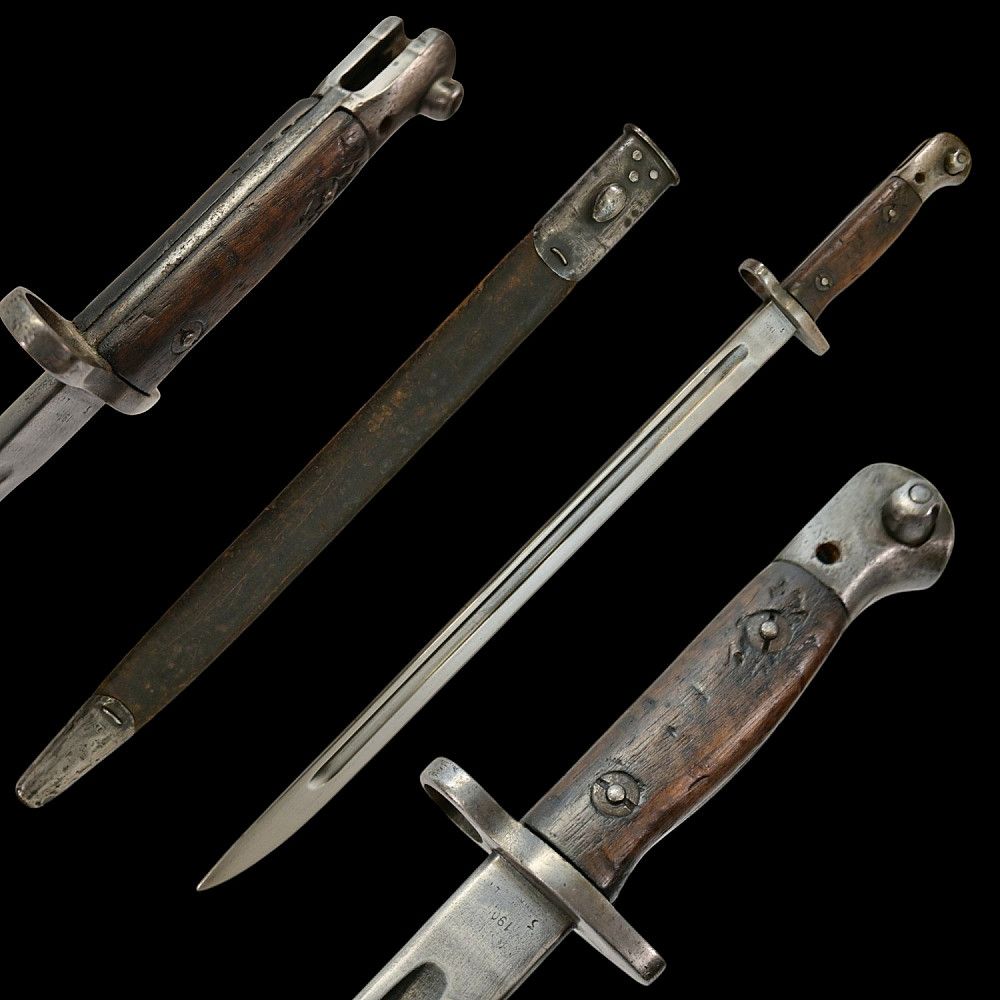 A British Pattern 1907 Sword Bayonet for the Lee-Enfield Rifle, Turkish modification or rework. 