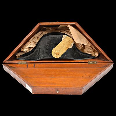 A French Naval Officer's Bicorn Hat and Original Presentation Case, Gautier, Toulon, 1895. Item 