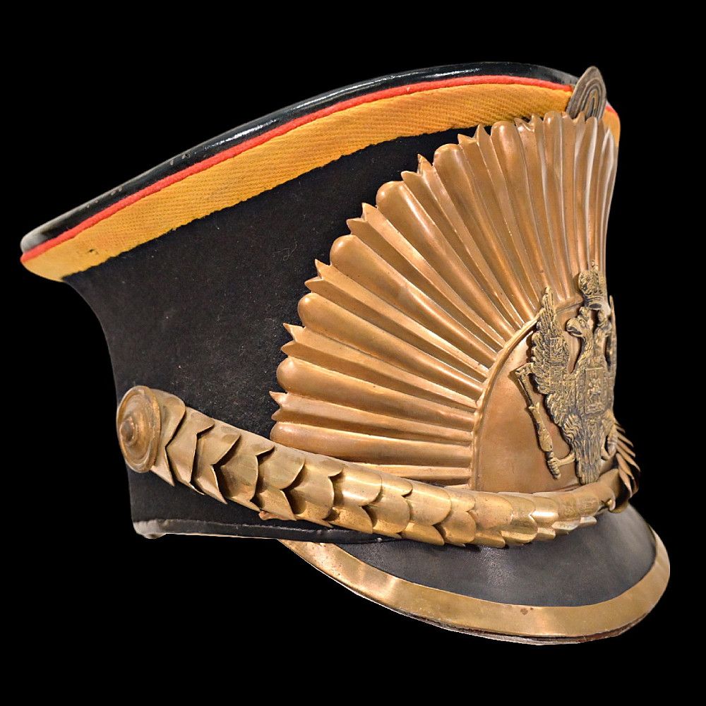 Rare parade shako (kiver) of a cadet from an infantry school, Russian Empire, early 20th century. 
