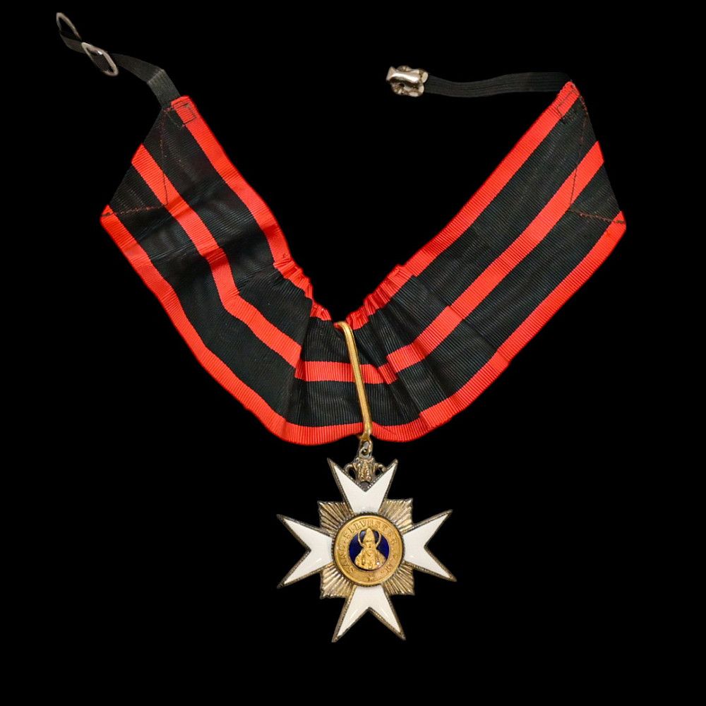 Order of St. Pope Sylvester, Knight Commander, silver-gilt and enamelled, on the breast ribbon. 
