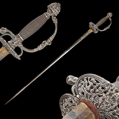 A Perfectly preserved Sword, Openwork steel, blackening, gilding, France, late 17th - early 18th C.