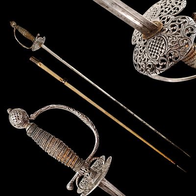 A Perfectly preserved Sword with Scabbard, Openwork steel, France, 18th century. Item details 