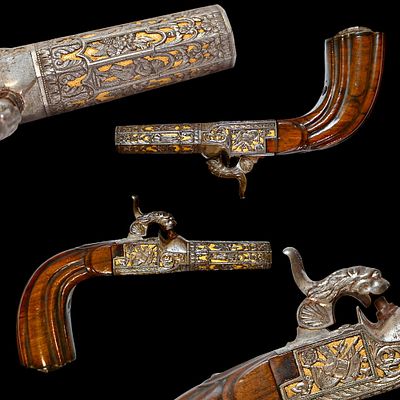 Exquisite Pair of spanish Percussion Chest Pistols, 19th Century. Item details 
Description 