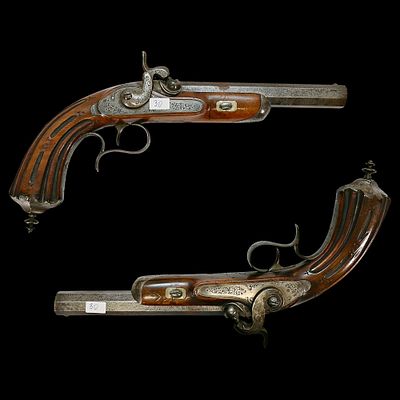 A Fine Pair of European Percussion Target Pistols, France or Belgium, Mid-19th Century. Item 
