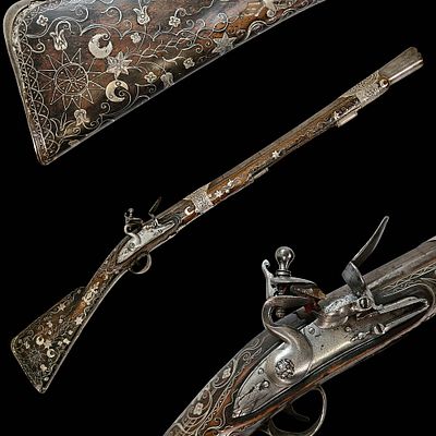 Magnificent, Large, Flintlock Blunderbuss (Tromblon), Probably Italy for Ottoman market, 18th C. 