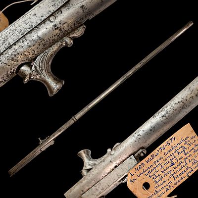 Rare Indo-Persian combined weapon, percussion gun shooting spear, harpoon. 19th century. Item 