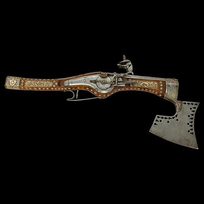 A Museum-Quality Working Replica of a 16th-Century Wheellock Pistol-Axe by Walter Agnoletto. Ite 
