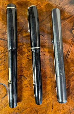 Two Conway Stuart Fountain Pens & The Conway Pen Holder. One is a Conway Stuart 75 with 14ct 