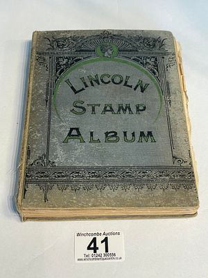 Lincoln Stamp Album. A 195 page part filled stamp album with a collection of stamps from around 